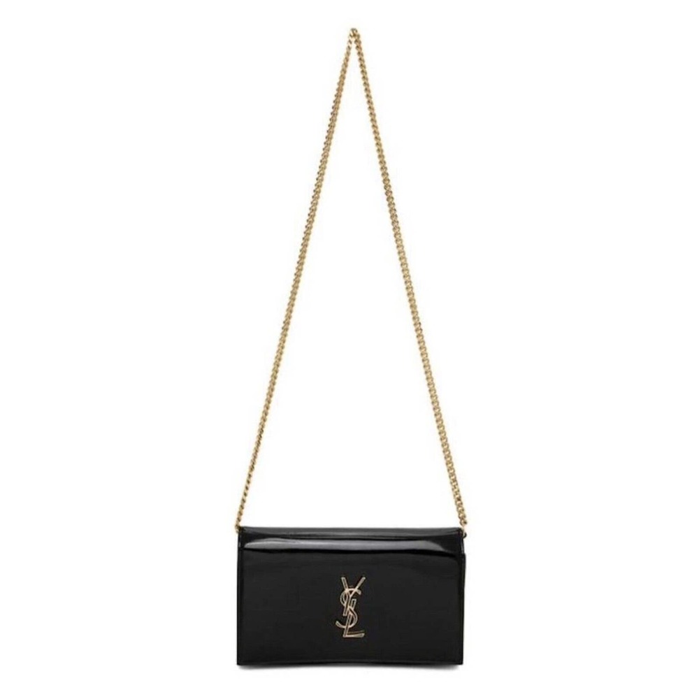 NEW SAINT LAURENT PATENT LEATHER GOLD CHAIN WALLET BAG PURSE BOX! - Picture 2 of 16